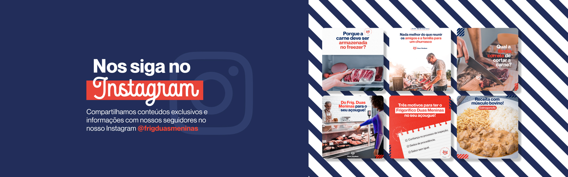 Imagem ilustrativa das postagens do instagram com uma chamada para Nos Siga no Instagram.